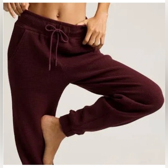 NATION ribbed lounge Pull up maroon Burgundy Jogger Pants Size M - Picture 1 of 11